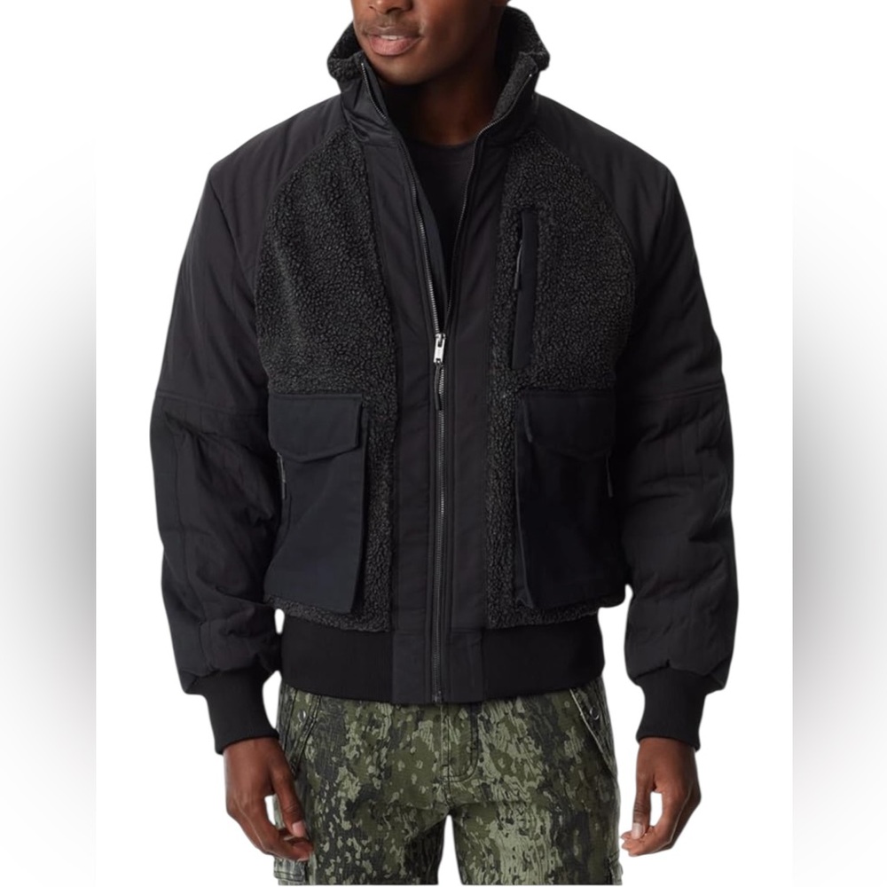 NWT BASS OUTDOOR Men's Mixed-Media Full-Zip Bomber Jacket XXL Black